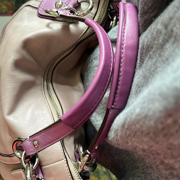 Coach Kristin satchel shoulder/Crossbody bag color block Pearl Violet/ purple - Picture 8 of 17